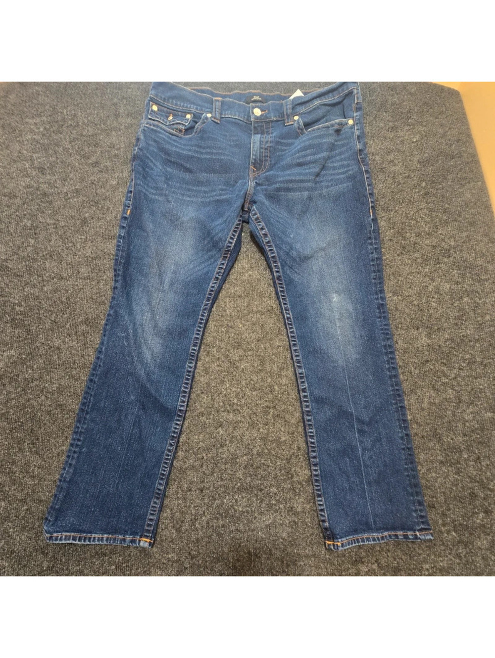 True Religion Jeans Mens 40 Blue Denim Relaxed Straight Back Flap Pocket